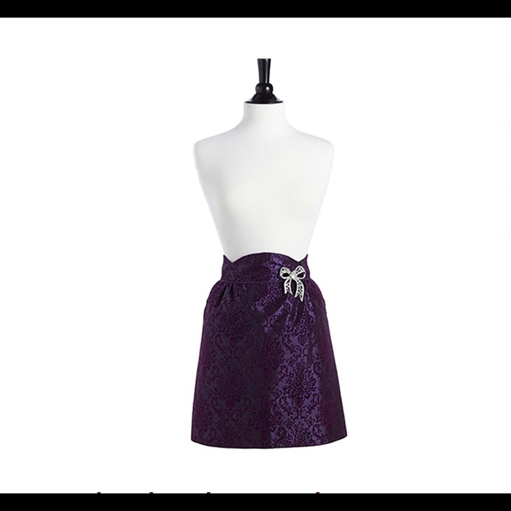 Flocked Purple Bouquet Damask June Half Apron